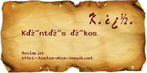 Köntös Ákos névjegykártya